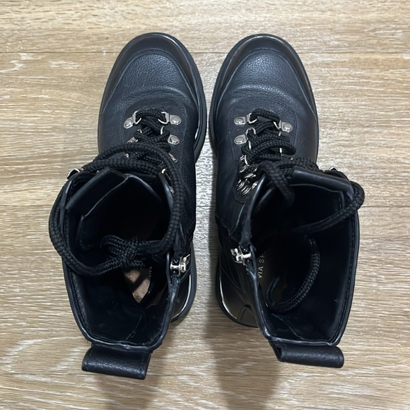 VIA SPIGA TAVVI Lace Up Combat Hiking Boots Shoes Black Leather - Picture 10 of 12